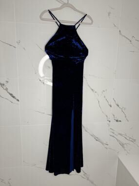 Vtg Morgan & co Prom Dress Maxi Gown Velvet 90s Y2K Glam Goth Halter Open Back